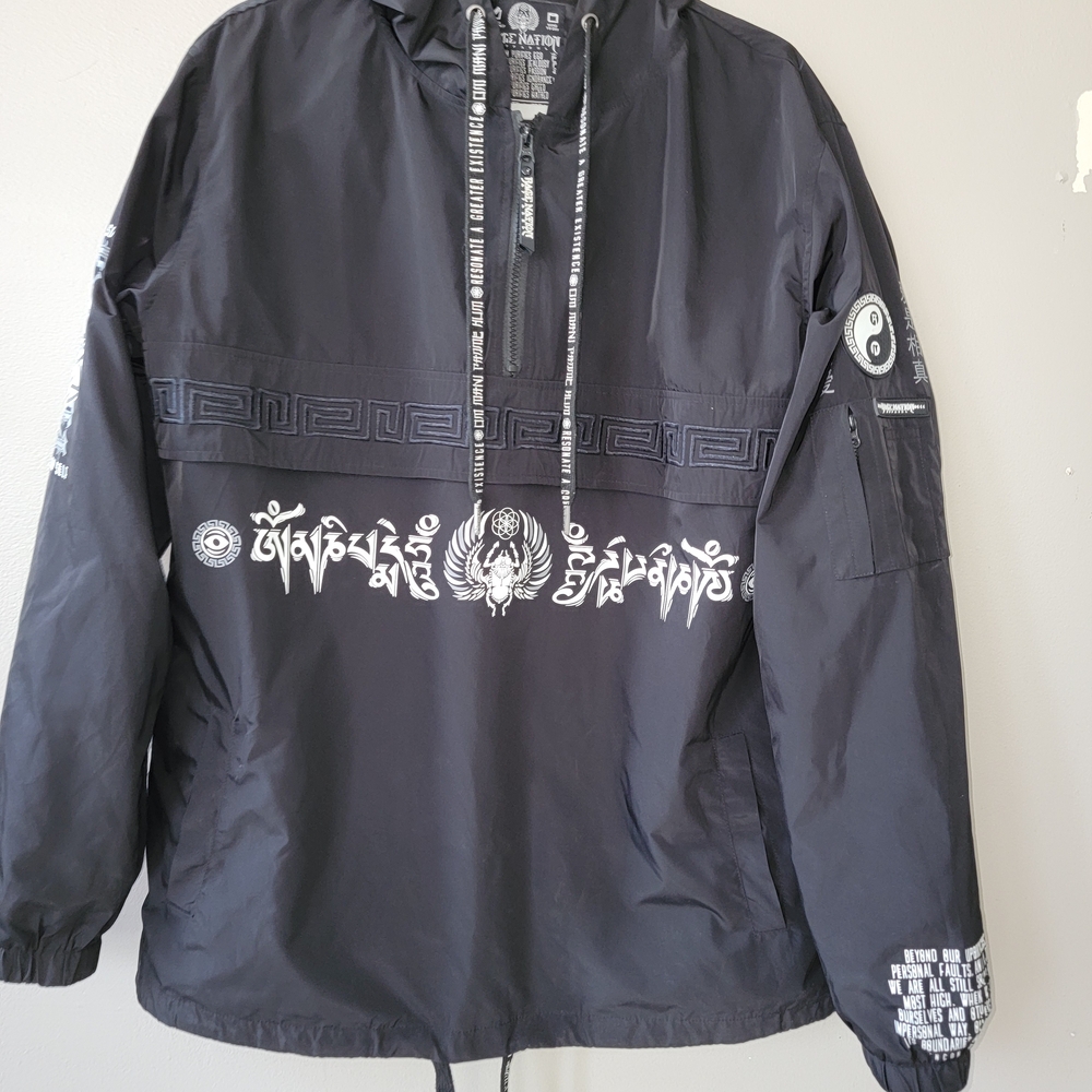Men's Black Graphic Windbreaker